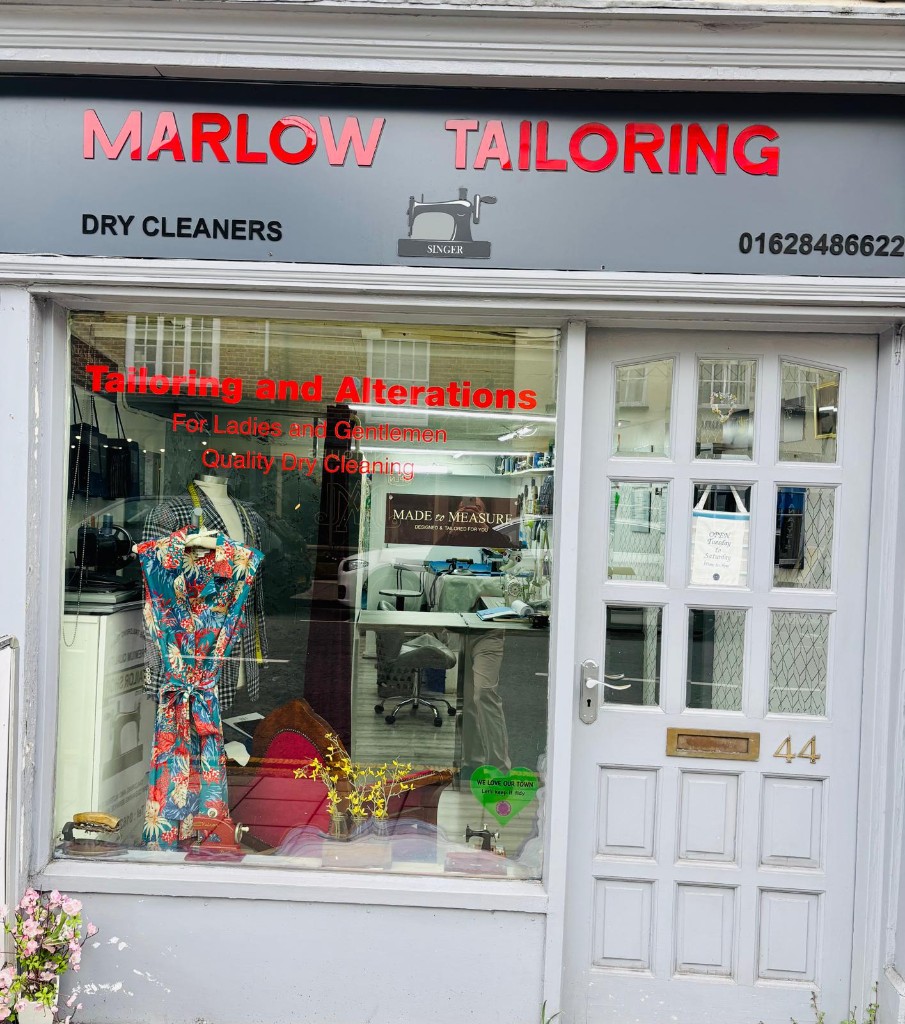 Marlow Tailoring storefront at 44 West Street: signage, display window, and entrance